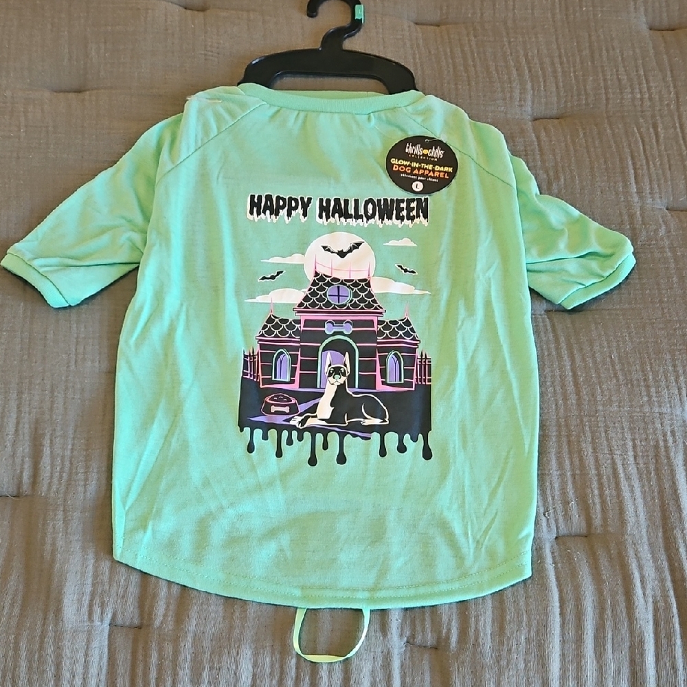 Mint Green Halloween Graphic Dog Tee